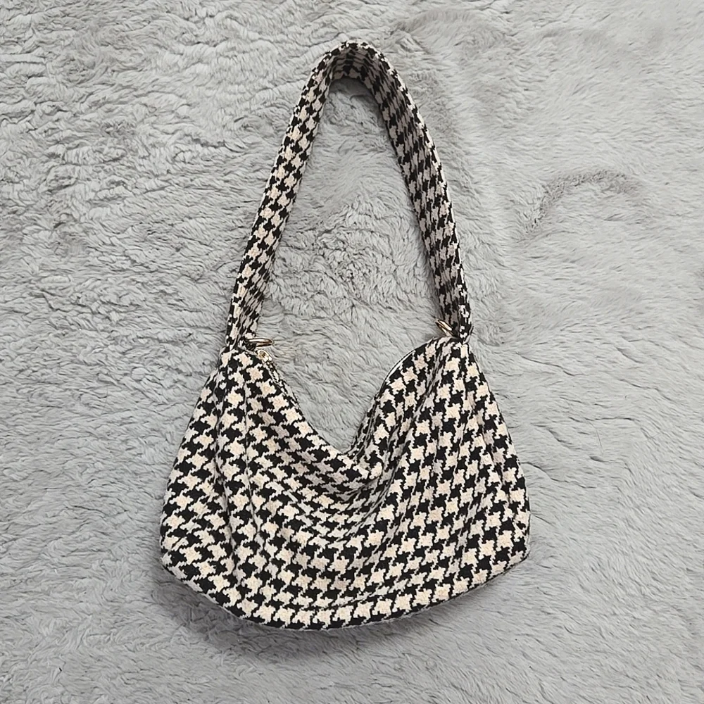 Houndstooth pattern hobo mini shoulder bag